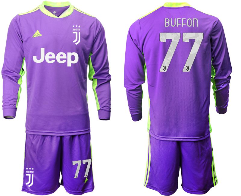 Men 2020-2021 club Juventus purple long sleeved Goalkeeper #77 Soccer Jersey